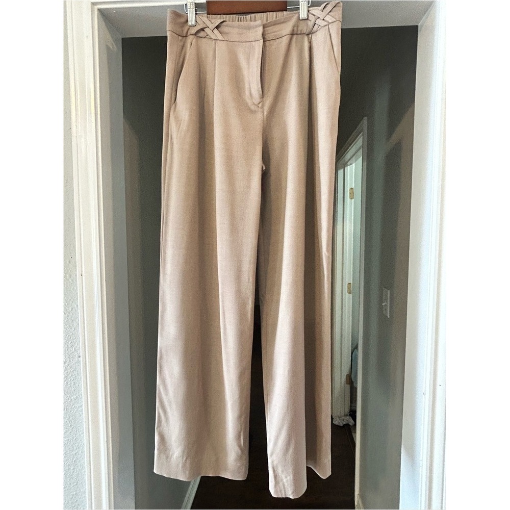 Mother of Pearl Beige Wide-Leg High-Rise Trousers